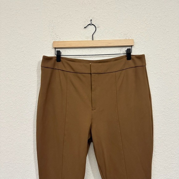 THE ESSENTIAL SLIM by ANTHROPOLOGIE Ankle Zip Trousers Pants Camel Brown - Picture 2 of 14